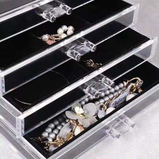 Stylish Dustproof Acrylic Jewelry Storage Box with Compartments