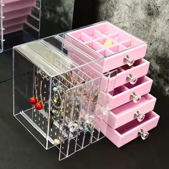Stylish Dustproof Acrylic Jewelry Storage Box with Compartments