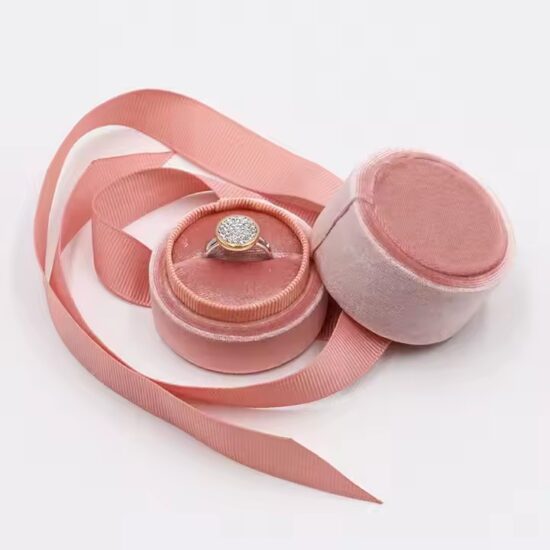 Luxury velvet jewelry box with custom logo and soft-touch design