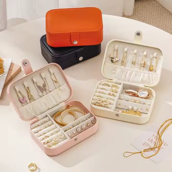 Custom PU Leather Jewelry Box with Logo for Rings, Earrings, Bracelets
