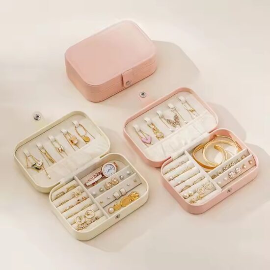 Custom PU Leather Jewelry Box with Logo for Rings, Earrings, Bracelets