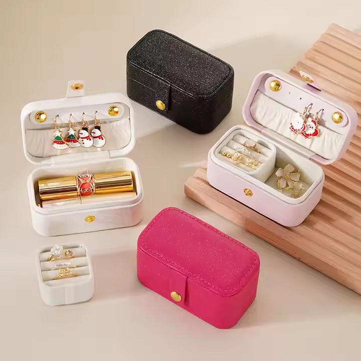Custom PU Leather Jewelry Box with Logo for Rings, Earrings, Bracelets