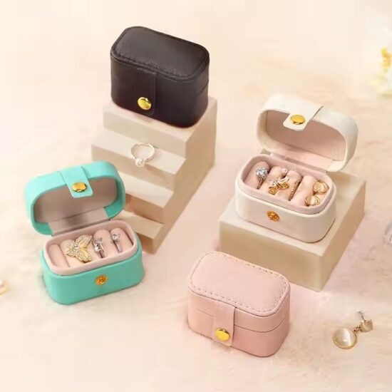 Custom PU Leather Jewelry Box with Logo for Rings, Earrings, Bracelets