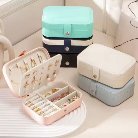 Custom Logo PU Leather Travel Jewelry Box for Rings and Earrings