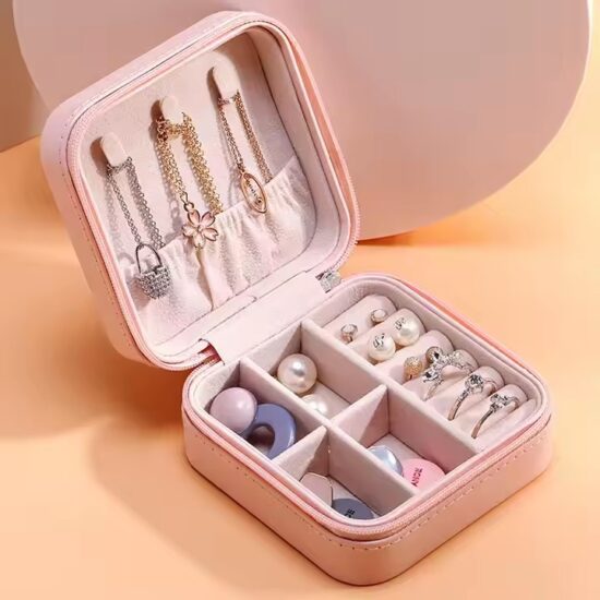 Custom Logo PU Leather Travel Jewelry Box for Rings and Earrings