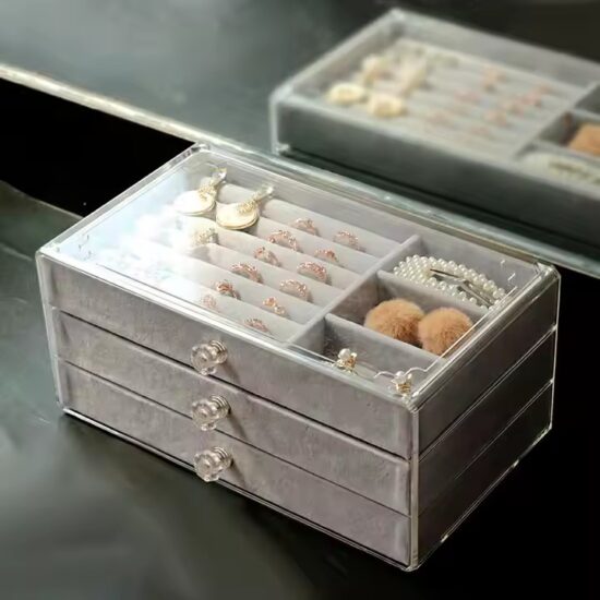 Stackable Transparent Acrylic Jewelry Storage Boxes with Compartments