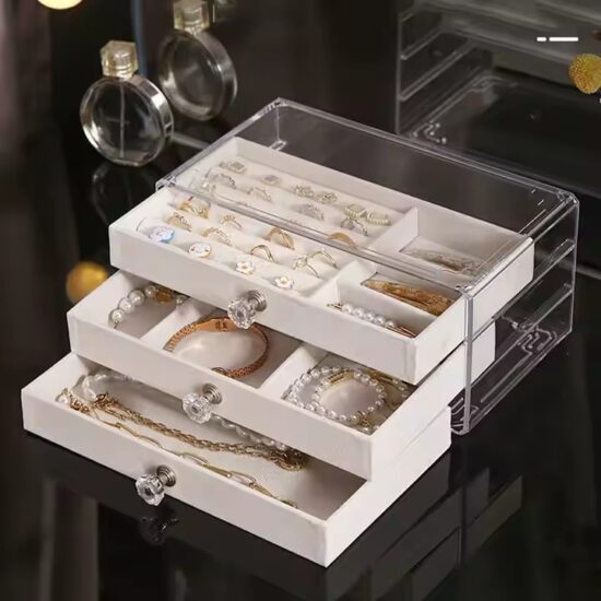 Stackable Transparent Acrylic Jewelry Storage Boxes with Compartments