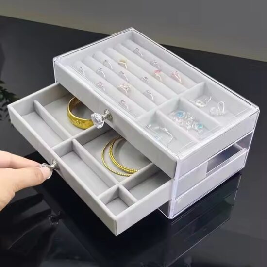Clear Acrylic Jewelry Organizer for Earrings, Rings, Necklaces, Bracelets