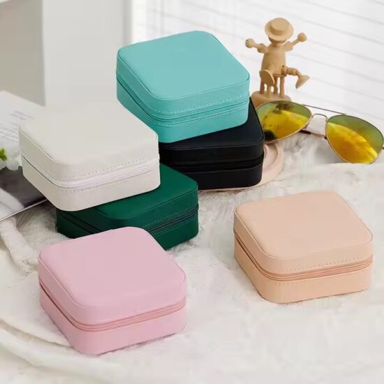 Compact PU Leather Travel Jewelry Box with Compartments