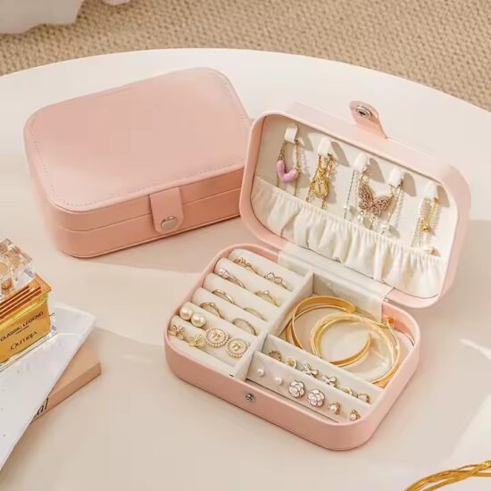 Premium Travel Jewelry Box with Compartments for Rings and Earrings