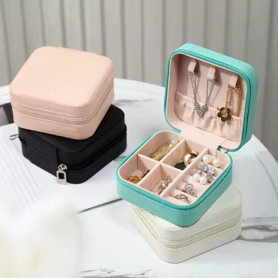 Premium Travel Jewelry Box with Compartments for Rings and Earrings