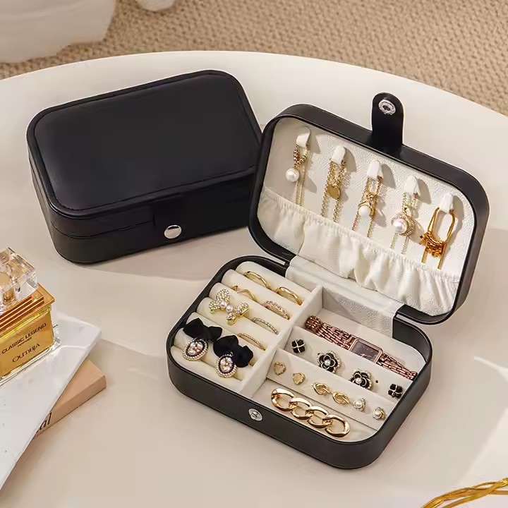 Premium Travel Jewelry Box with Compartments for Rings and Earrings