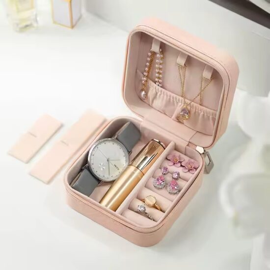 Premium Travel Jewelry Box with Compartments for Rings and Earrings
