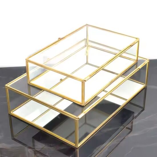 Hot-Selling Vintage Glass Jewelry Box with Velvet Compartments