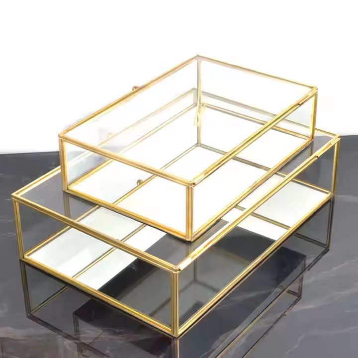 Hot-Selling Vintage Glass Jewelry Box with Velvet Compartments