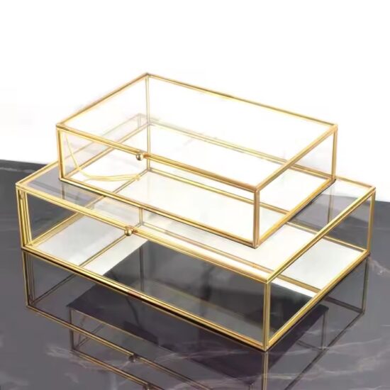 Hot-Selling Vintage Glass Jewelry Box with Velvet Compartments