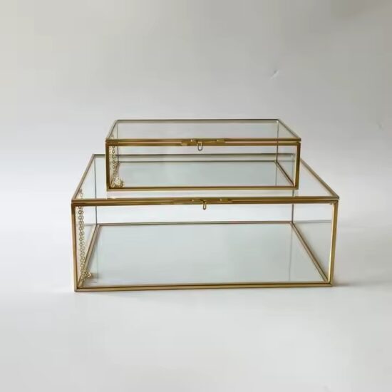 Hot-Selling Vintage Glass Jewelry Box with Velvet Compartments