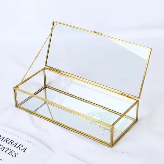 Custom Vintage Glass Jewelry Box with Logo and Velvet Interior