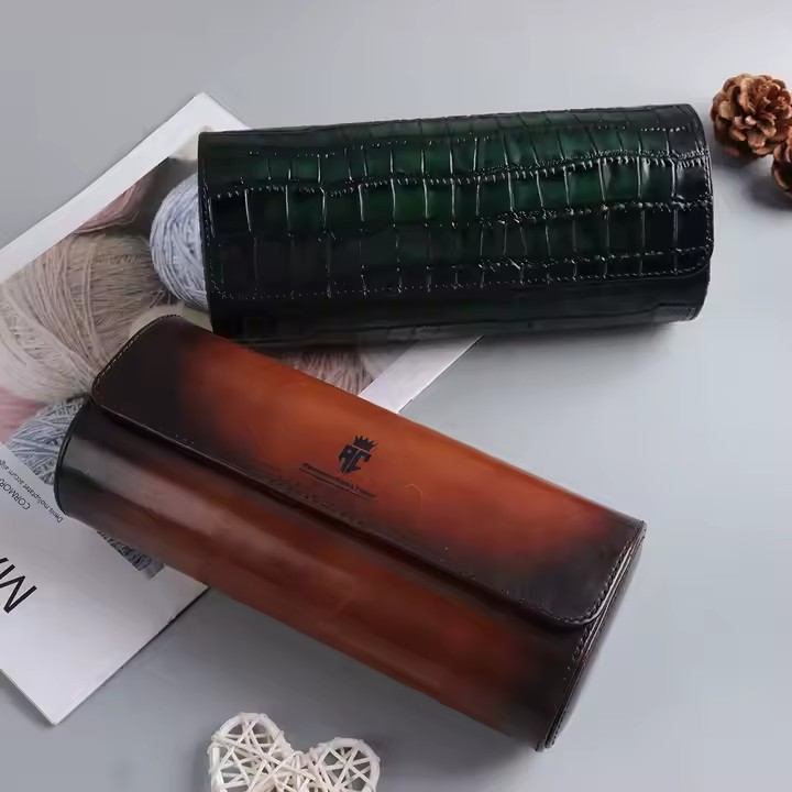 Custom Genuine Leather Travel Watch Box with Logo