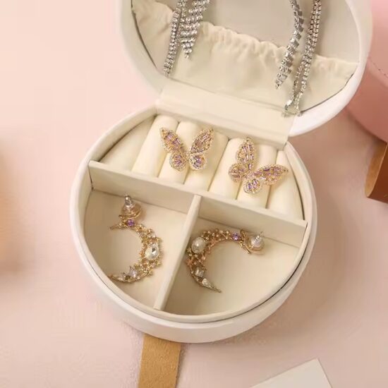 Mini PU Leather Travel Jewelry Box for Rings and Earrings