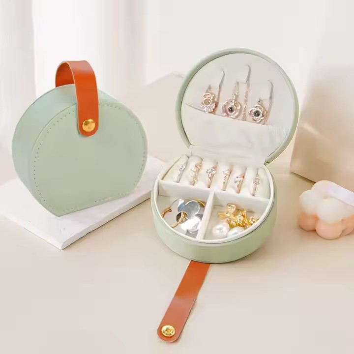 Mini PU Leather Travel Jewelry Box for Rings and Earrings