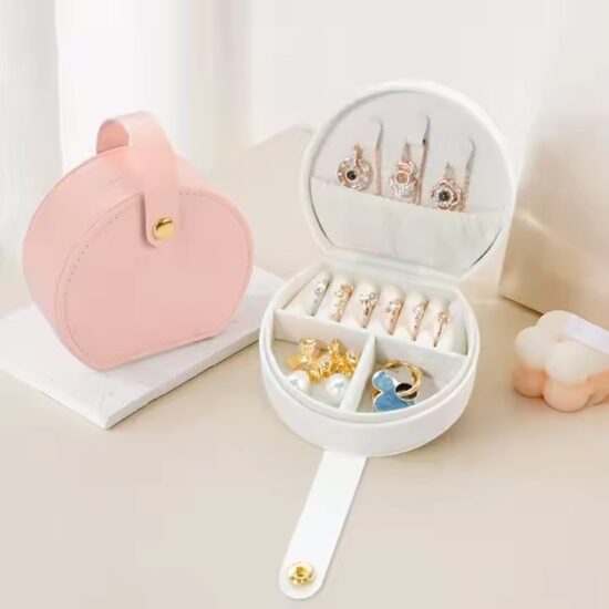 Mini PU Leather Travel Jewelry Box for Rings and Earrings