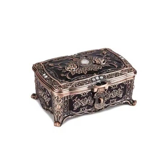 Vintage Travel Metal Jewelry Box for Rings and Accessories