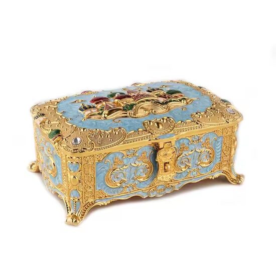 Vintage Travel Metal Jewelry Box for Rings and Accessories