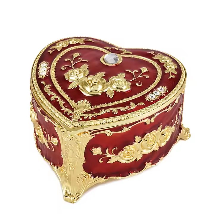 Vintage Travel Metal Jewelry Box for Rings and Accessories