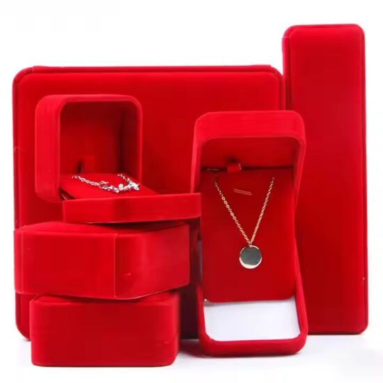 Luxury velvet jewelry box with custom logo and foam insert