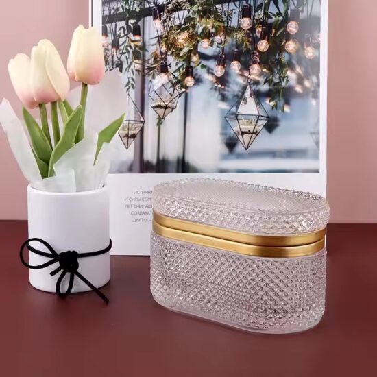 Vintage Dustproof Glass Jewelry Organizer with Velvet Interior