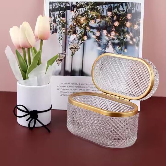Vintage Dustproof Glass Jewelry Organizer with Velvet Interior
