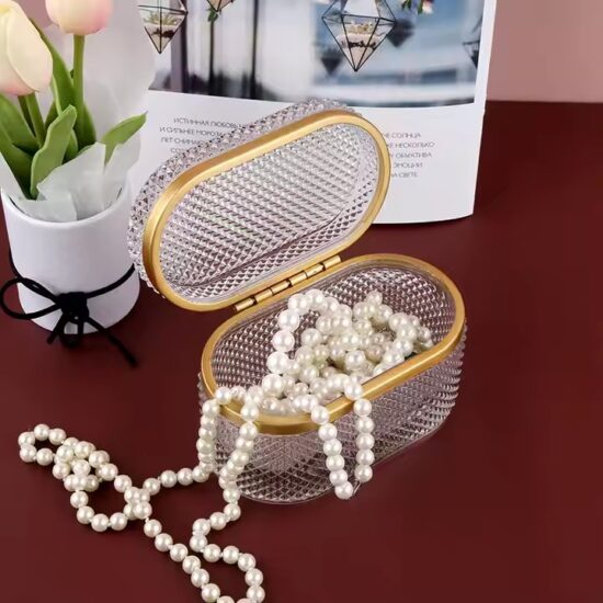 Vintage Dustproof Glass Jewelry Organizer with Velvet Interior