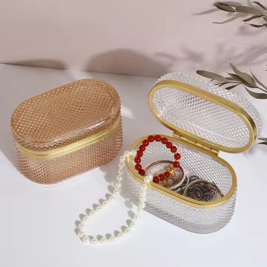 Vintage Dustproof Glass Jewelry Organizer with Velvet Interior