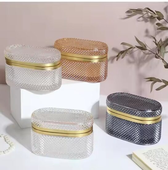 Vintage Dustproof Glass Jewelry Organizer with Velvet Interior