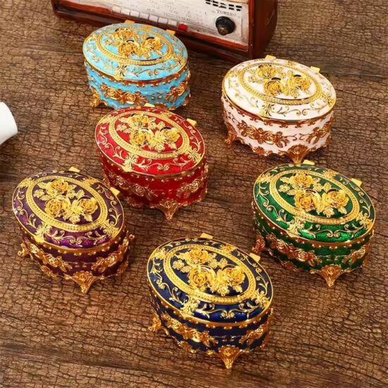 Custom Vintage Luxury Metal Jewelry Box with Engraved Lid