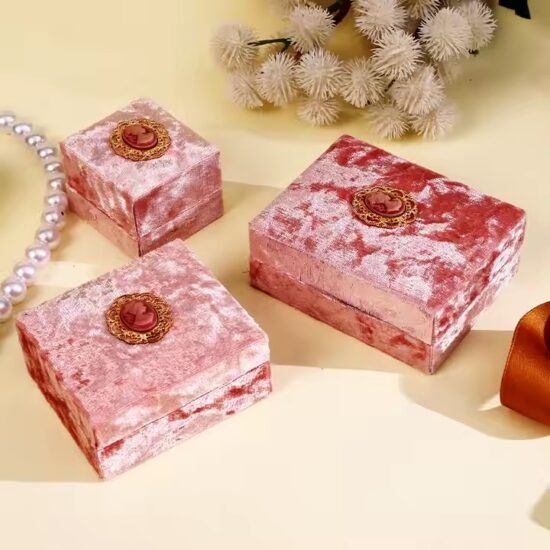 Custom vintage velvet jewelry box with luxury branding