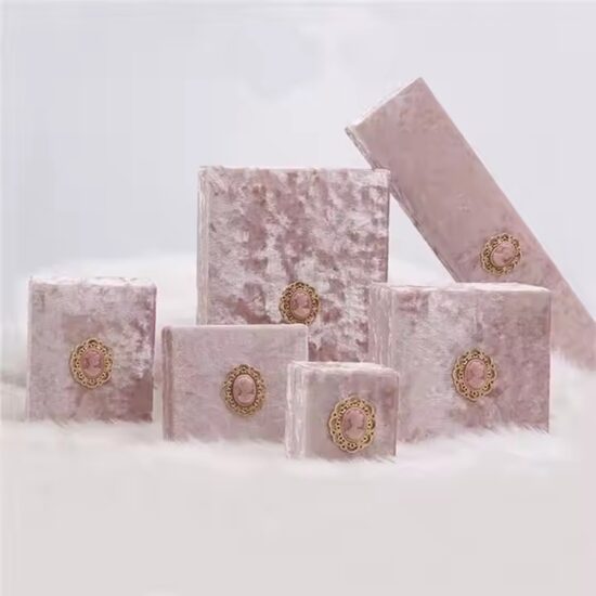 Custom vintage velvet jewelry box with luxury branding
