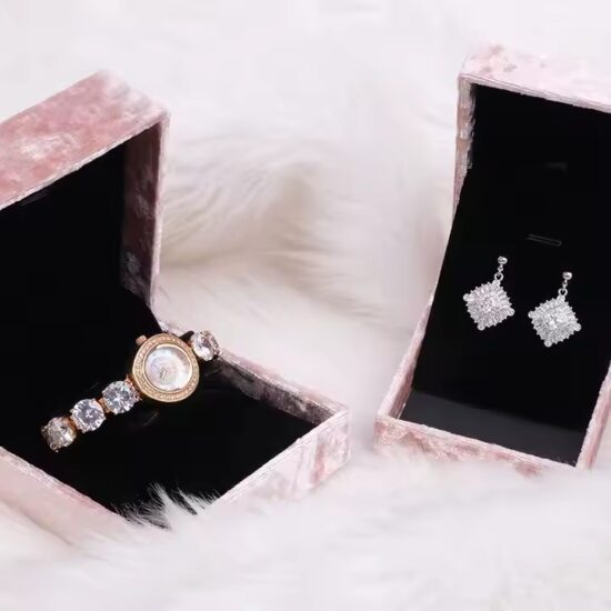 Custom vintage velvet jewelry box with luxury branding