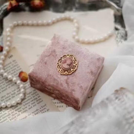 Custom vintage velvet jewelry box with luxury branding