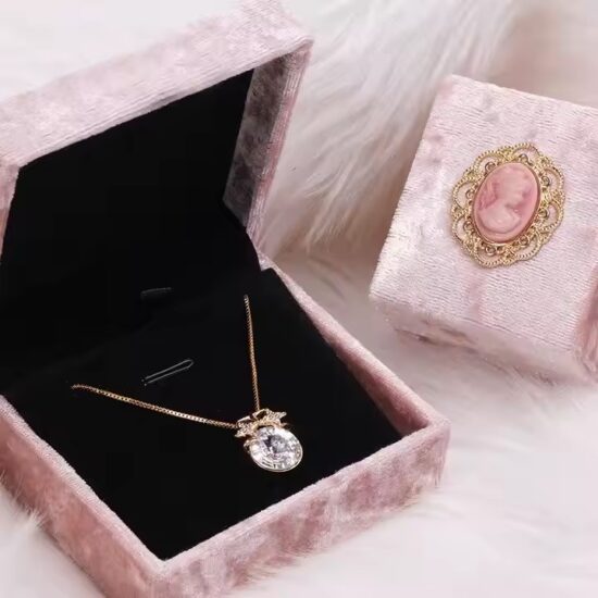 Custom vintage velvet jewelry box with luxury branding