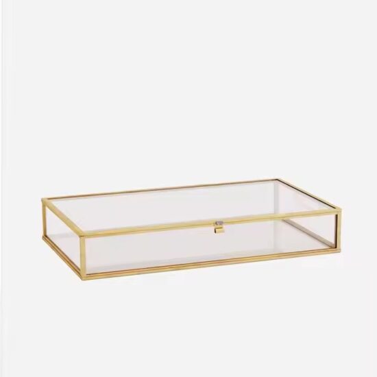 Wholesale New Transparent Glass Jewelry Box with Velvet Lining