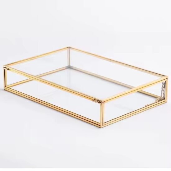 Wholesale New Transparent Glass Jewelry Box with Velvet Lining