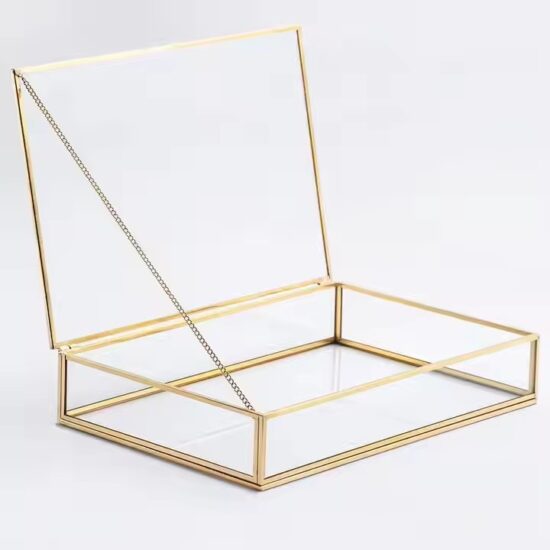 Wholesale New Transparent Glass Jewelry Box with Velvet Lining