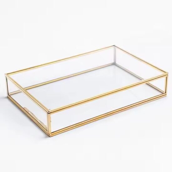 Wholesale New Transparent Glass Jewelry Box with Velvet Lining
