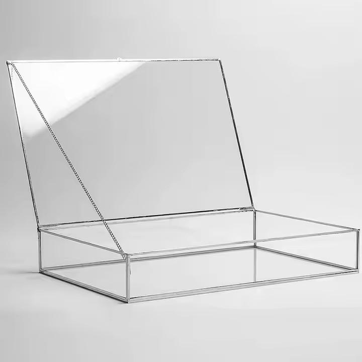 Wholesale New Transparent Glass Jewelry Box with Velvet Lining