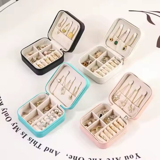 Compact Portable PU Leather Travel Jewelry Box