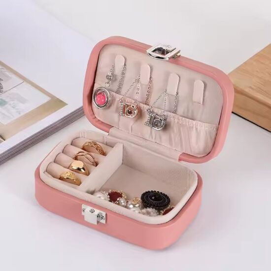 Compact Portable PU Leather Travel Jewelry Box
