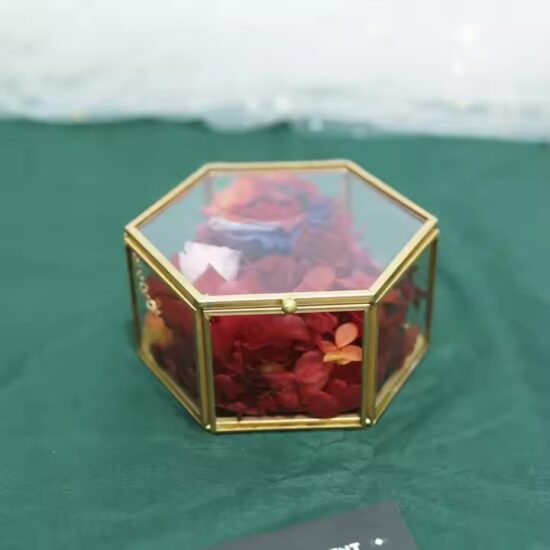 Custom Wedding Glass Jewelry Box with Velvet Compartments
