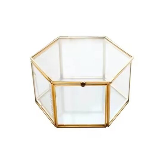 Custom Wedding Glass Jewelry Box with Velvet Compartments